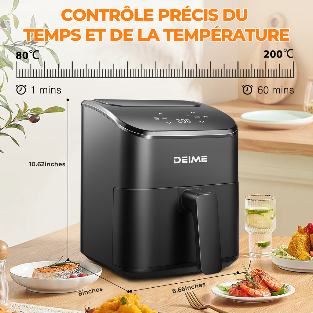 Airfryer 2,5 L 1000 W Écran Tactile Cuisson 360° – Noir