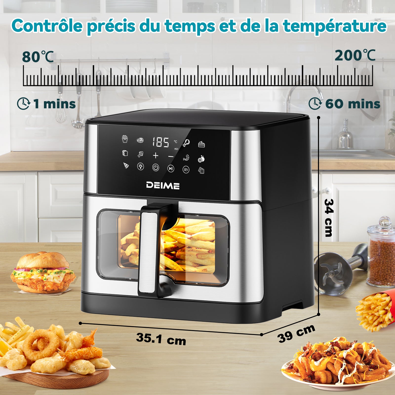 Airfryer 10 L 1800 W 10 Programmes Avec Fenêtre De Cuisson – Inox