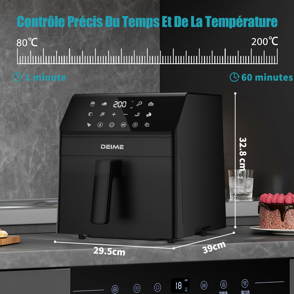 Airfryer 6 L 1700 W 12 Programmes Écran Digital – Noir