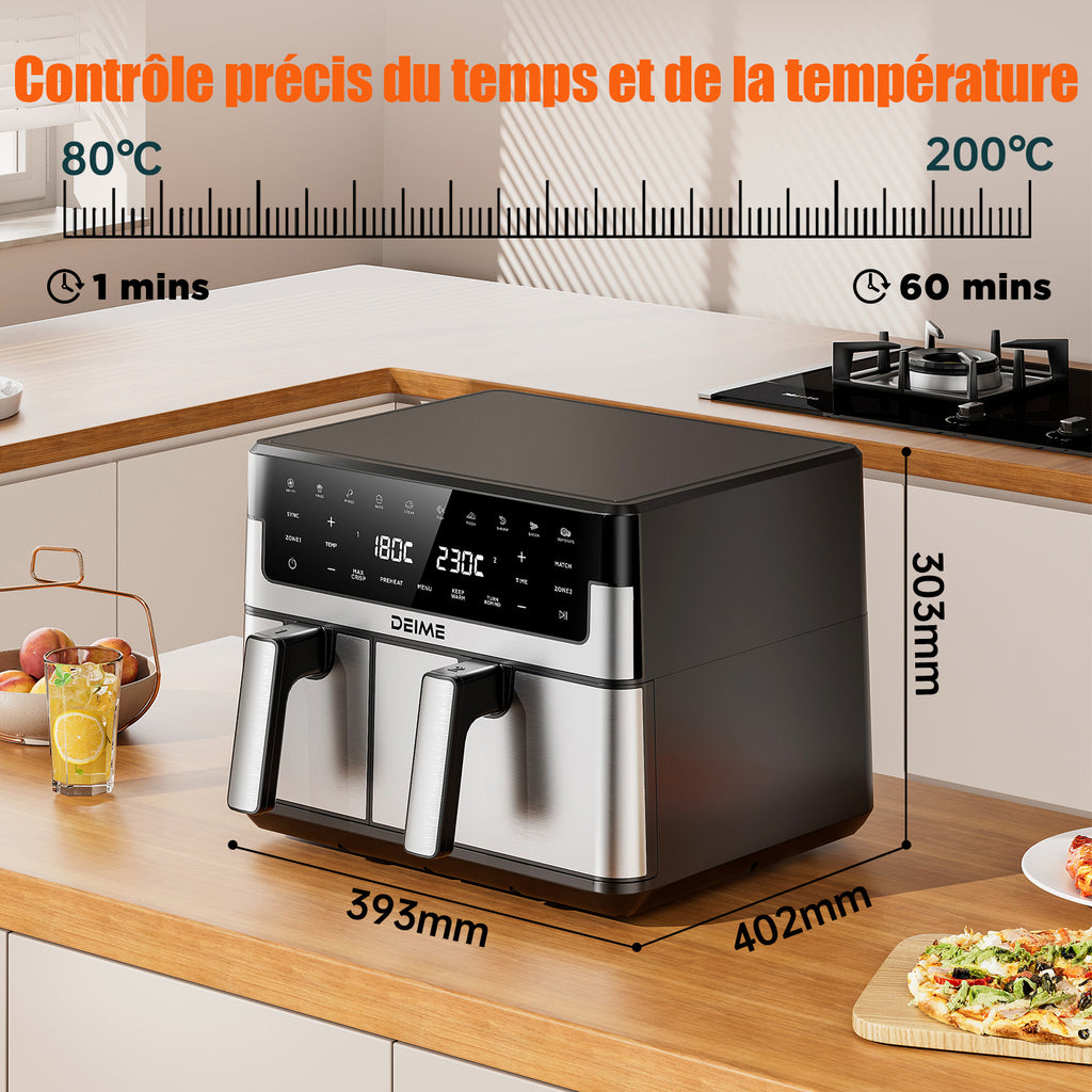 Airfryer 10 L 2800 W 10 Programmes Avec Fenêtre De Cuisson – Inox