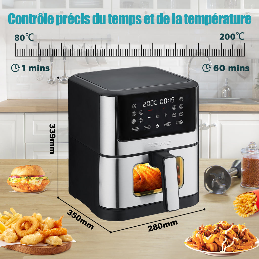 Airfryer 6 L 1500 W 10 Programmes Avec Fenêtre De Cuisson