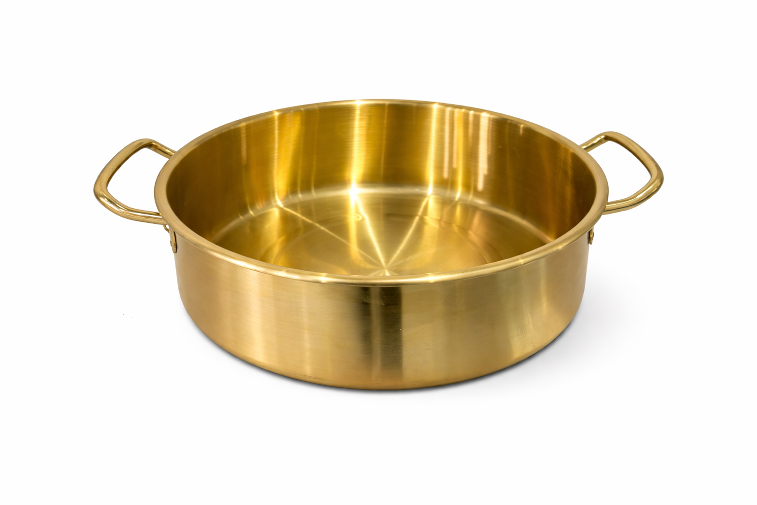 Cocotte Ronde Dorée en Acier Inoxydable – Poignées Latérales Élégantes