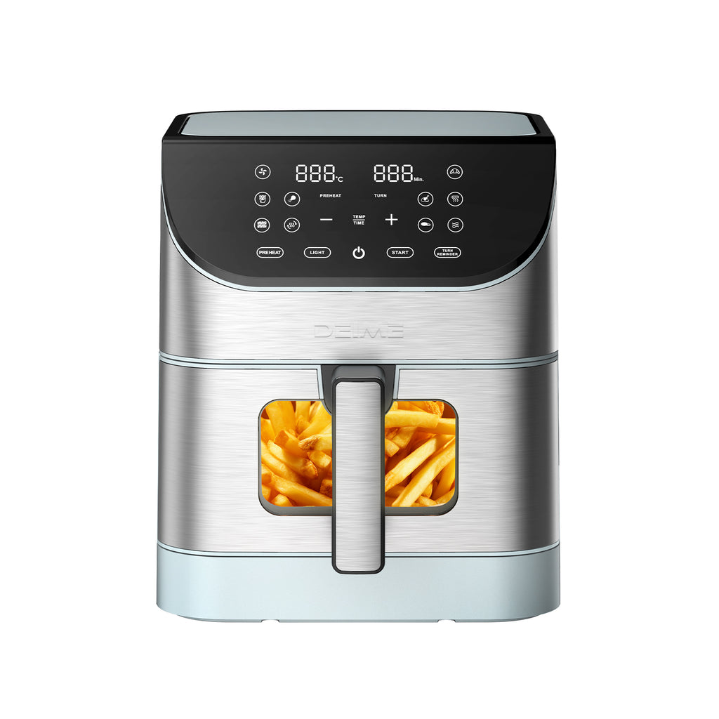 Airfryer 6 L 1500 W 10 Programmes Avec Fenêtre De Cuisson – Inox Bleu