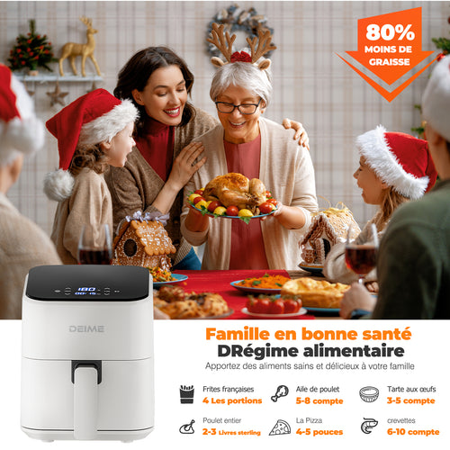 Airfryer 2,5 L 1000 W Écran Tactile Cuisson 360° – Blanc