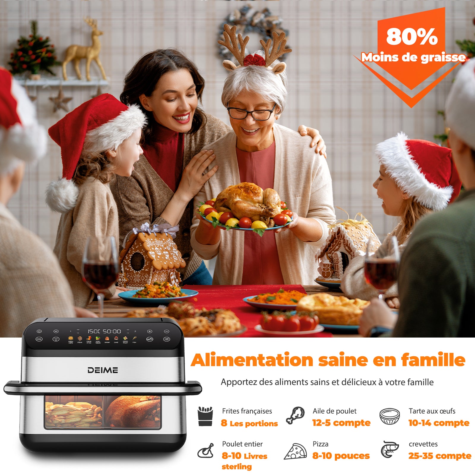 Airfryer 10 L 2400 W Double Bac Avec Fenêtre De Cuisson – Inox