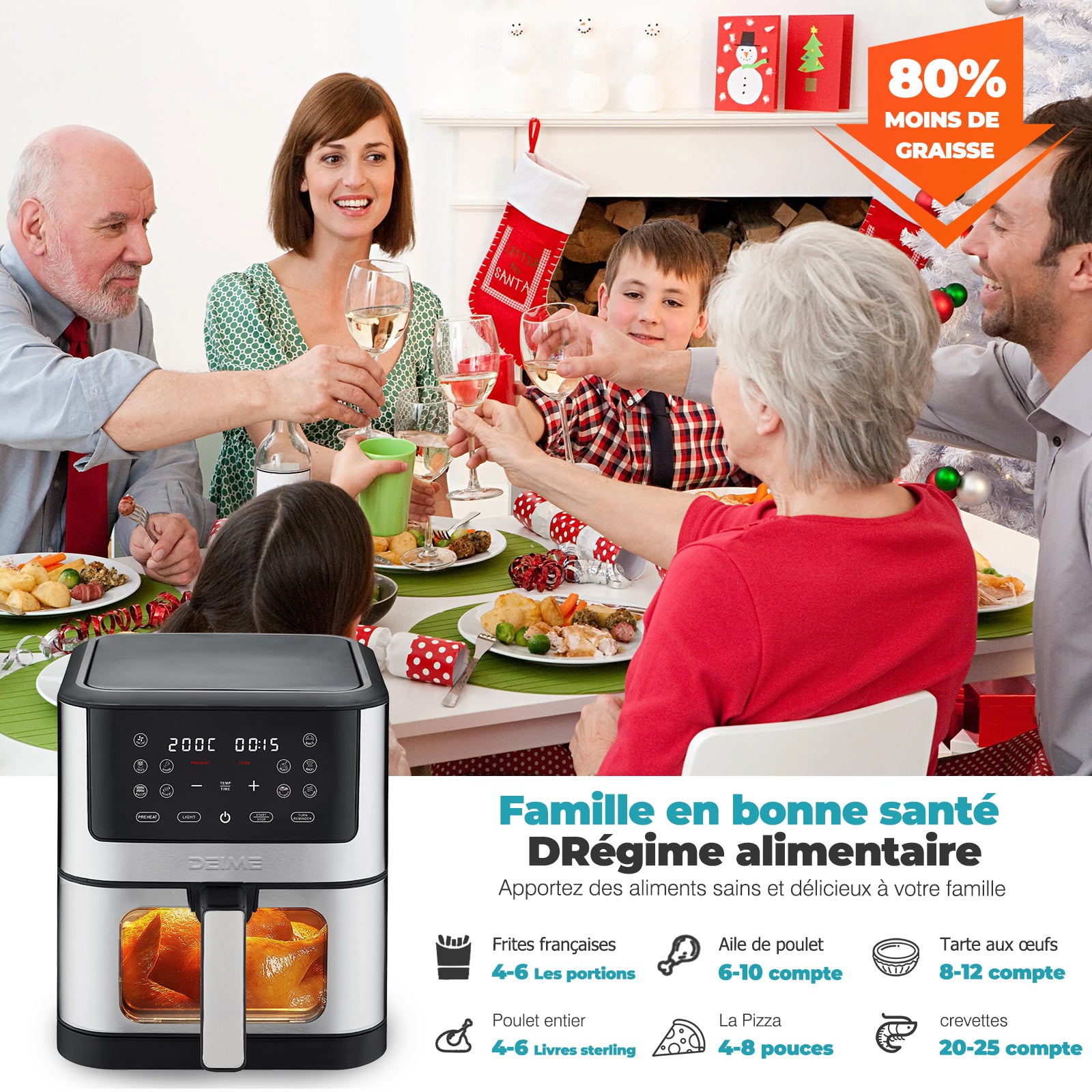 Airfryer 6 L 1500 W 10 Programmes Avec Fenêtre De Cuisson