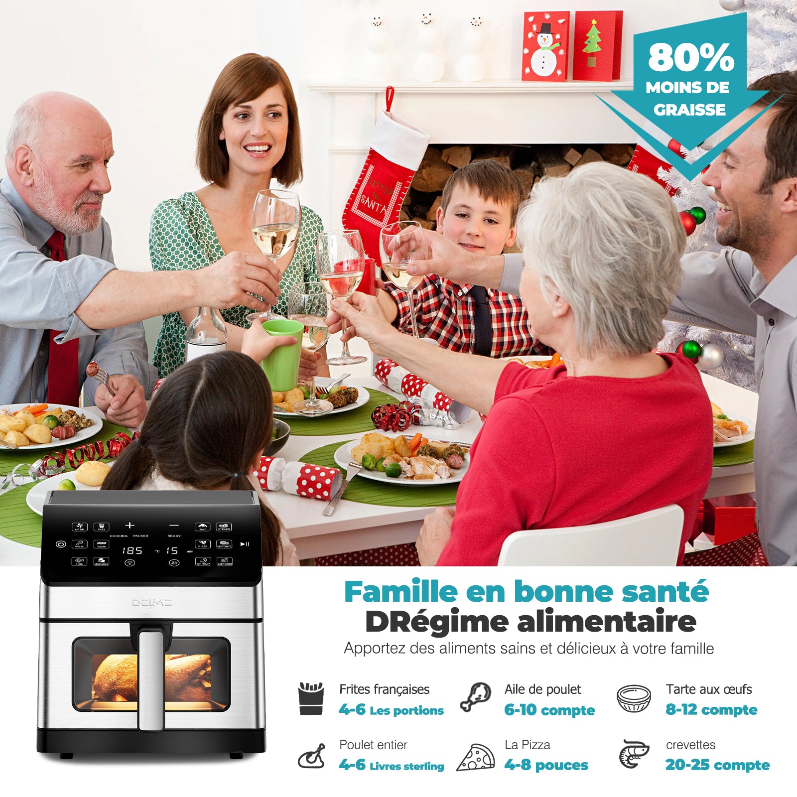 Airfryer 6 L 1700 W 12 Programmes Écran Digital