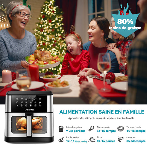 Airfryer 10 L 1800 W 10 Programmes Avec Fenêtre De Cuisson – Inox