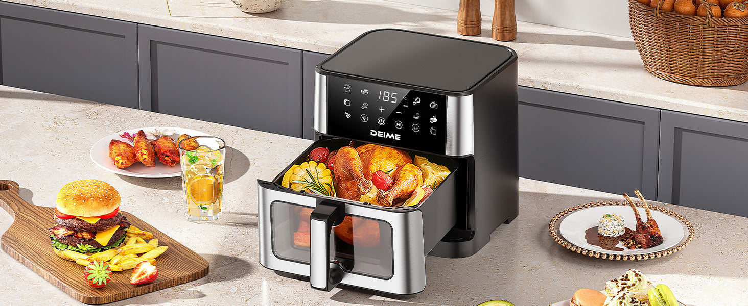 Airfryer 10 L 1800 W 10 Programmes Avec Fenêtre De Cuisson – Inox
