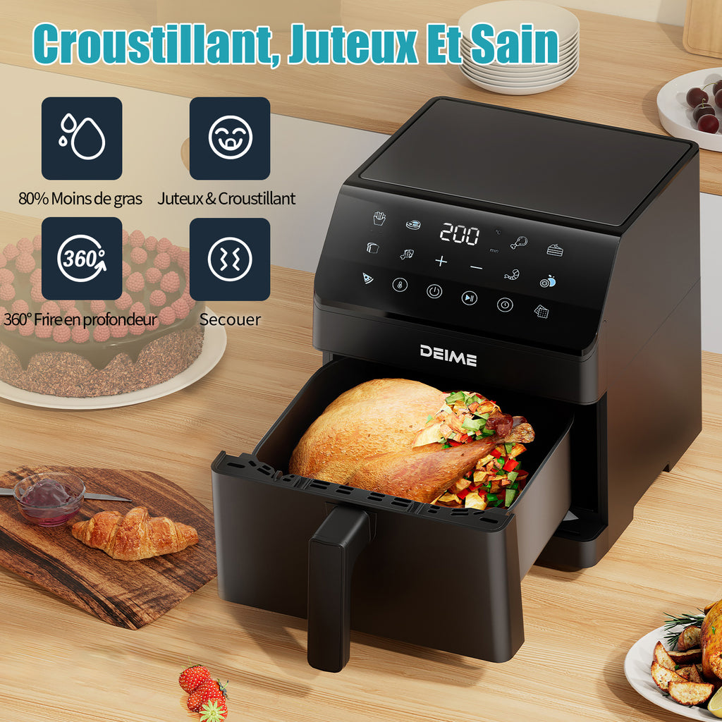 Airfryer 6 L 1700 W 12 Programmes Écran Digital – Noir