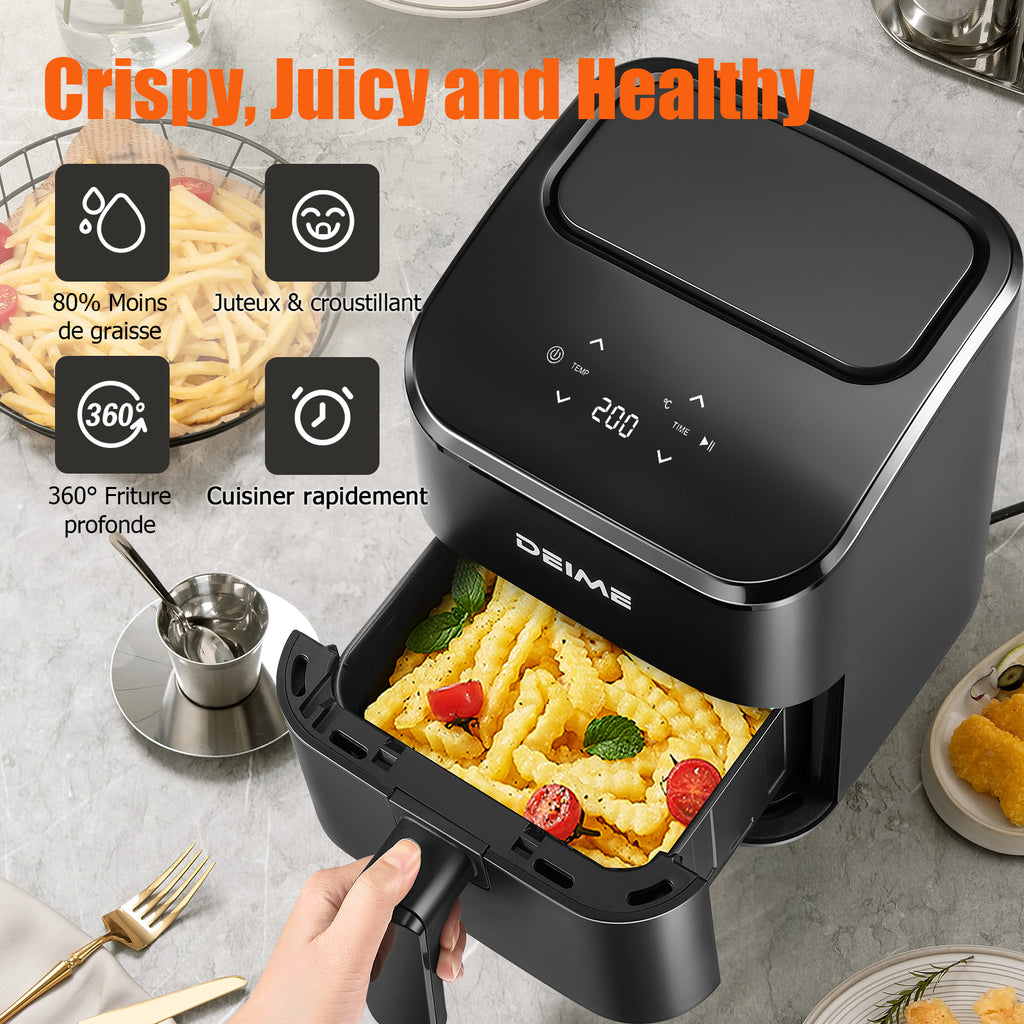 Airfryer 2,5 L 1000 W Écran Tactile Cuisson 360° – Noir