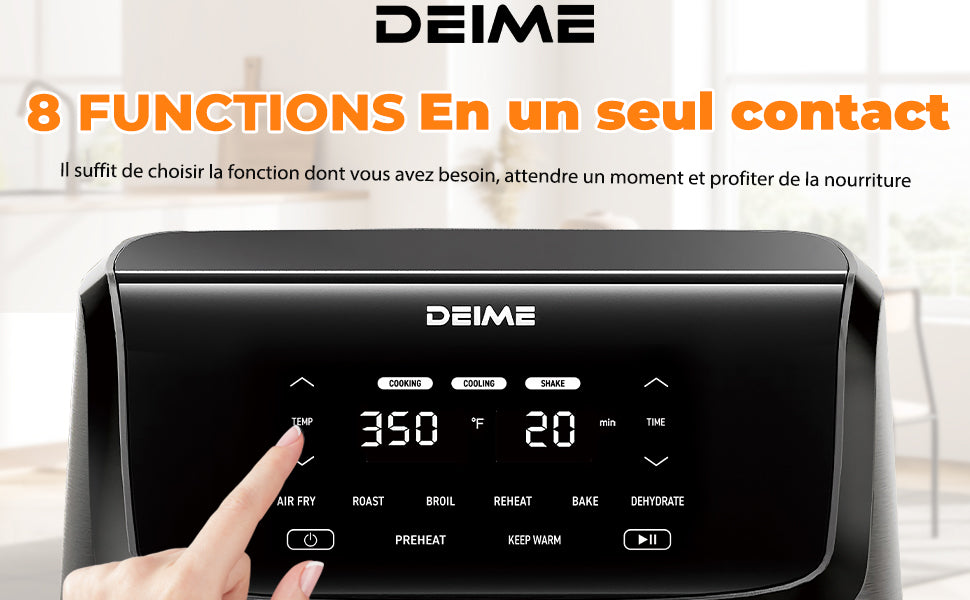 Airfryer 7 L 1800 W 10 Programmes Écran Tactile – Noir