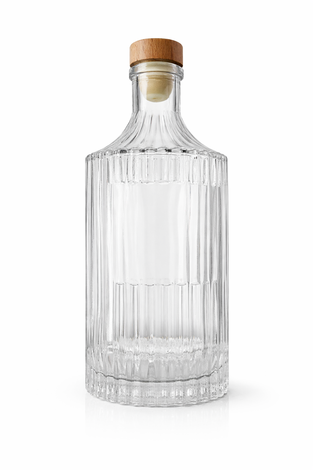 Carafe Striée en Verre avec Bouchon en Bois