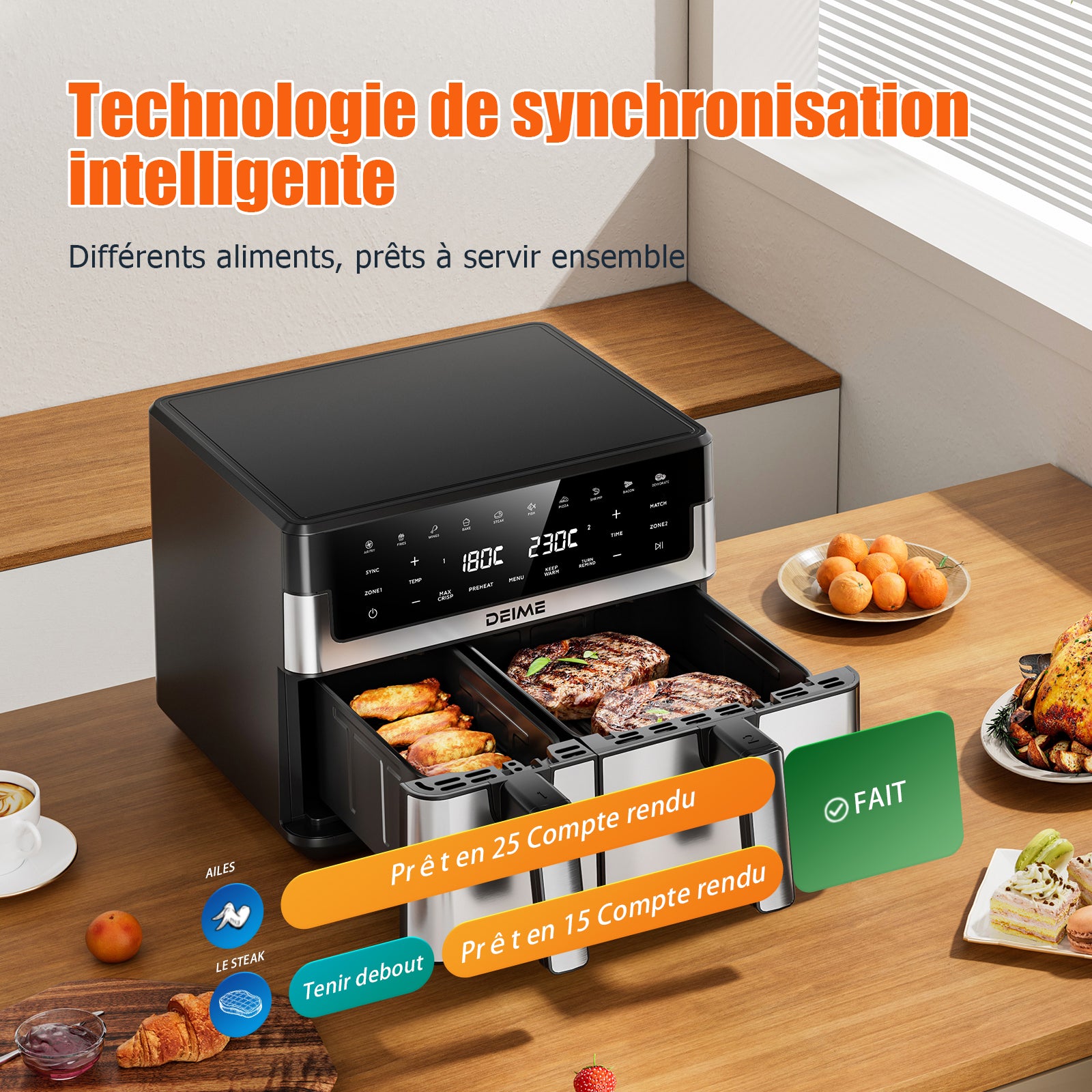 Airfryer 10 L 2800 W 10 Programmes Avec Fenêtre De Cuisson – Inox