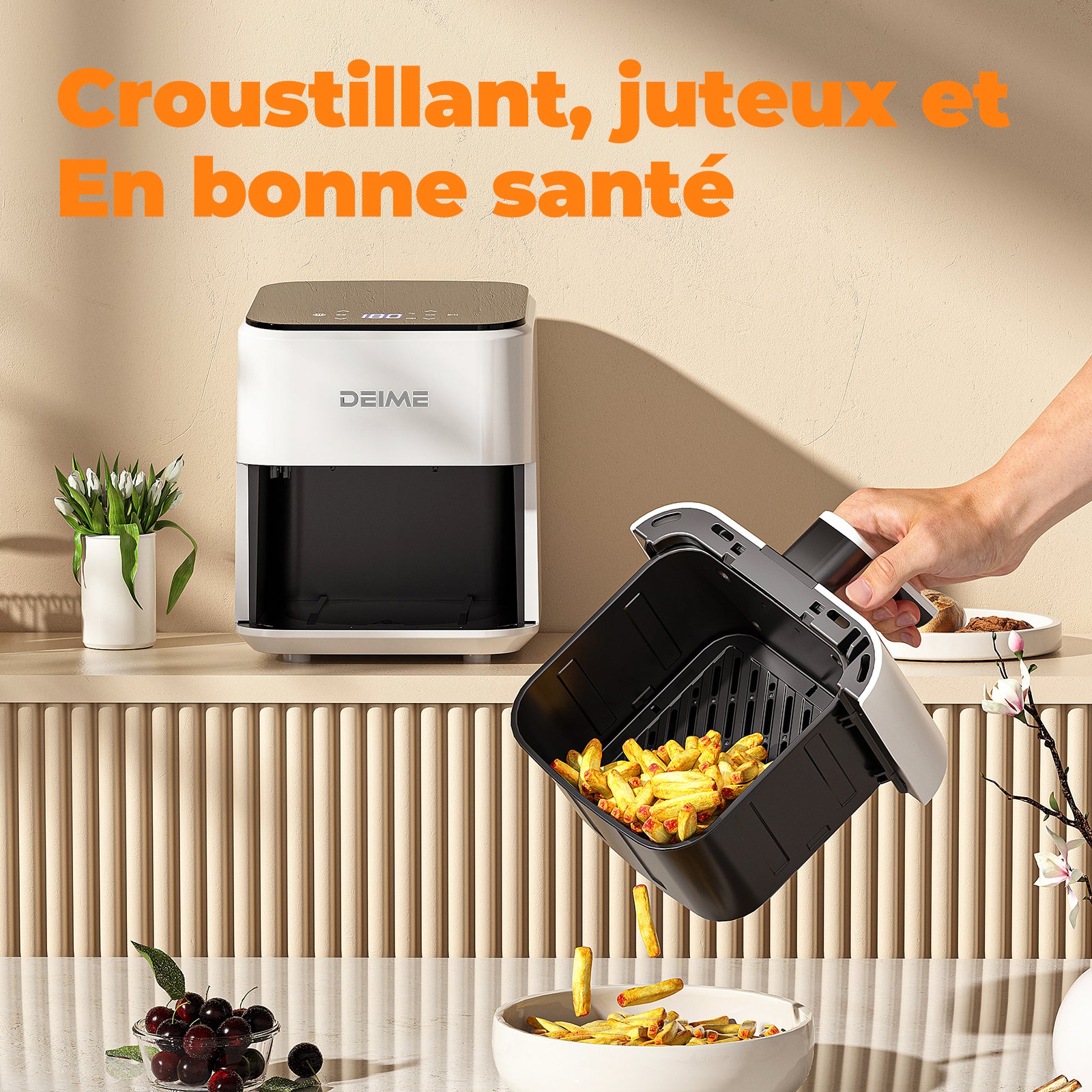 Airfryer 2,5 L 1000 W Écran Tactile Cuisson 360° – Blanc