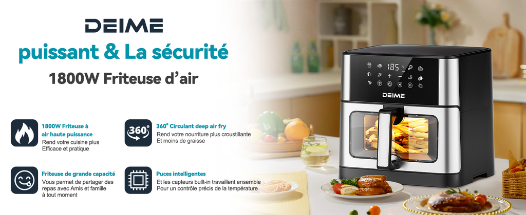 Airfryer 10 L 1800 W 10 Programmes Avec Fenêtre De Cuisson – Inox