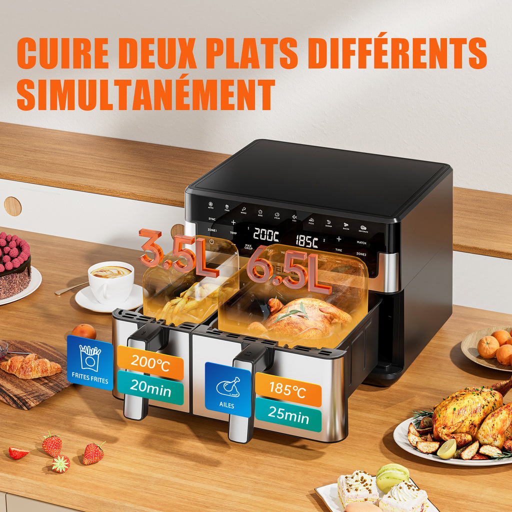 Airfryer 10 L 2800 W 10 Programmes Avec Fenêtre De Cuisson – Inox