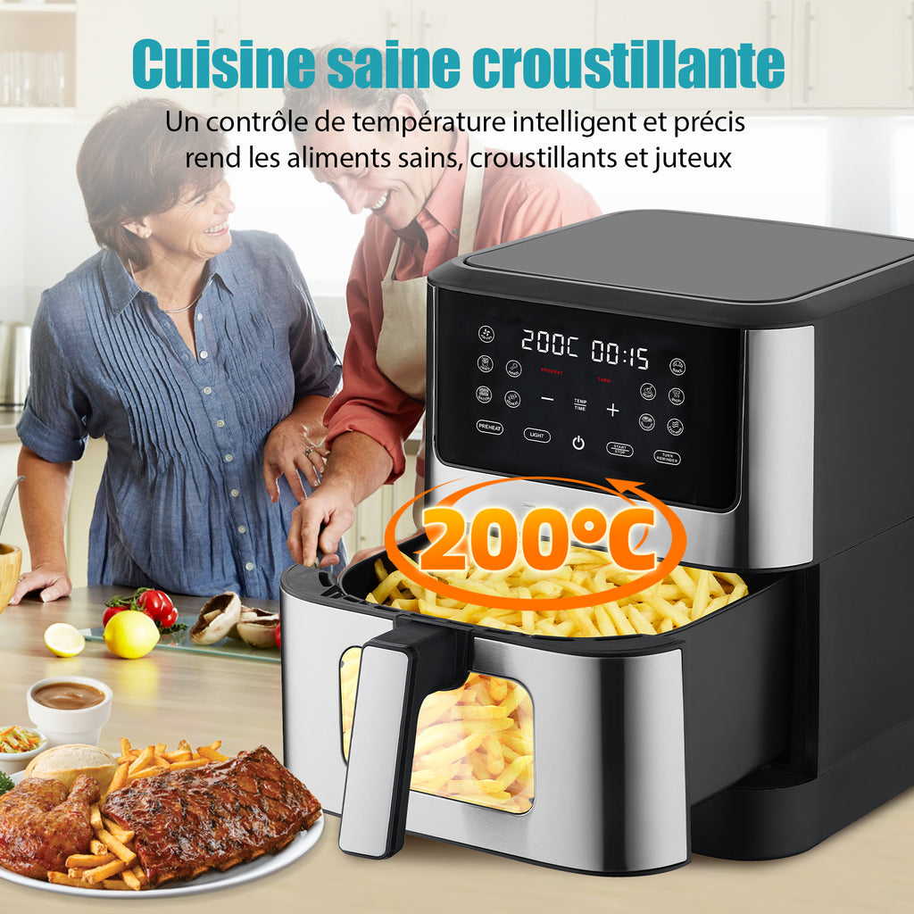 Airfryer 6 L 1500 W 10 Programmes Avec Fenêtre De Cuisson