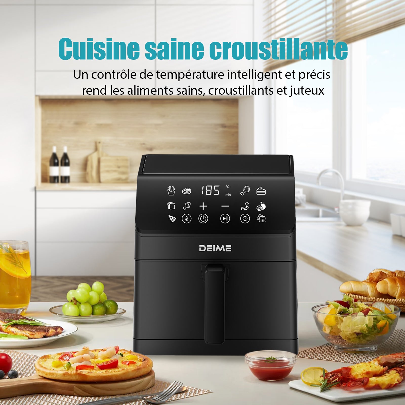 Airfryer 6 L 1700 W 12 Programmes Écran Digital – Noir