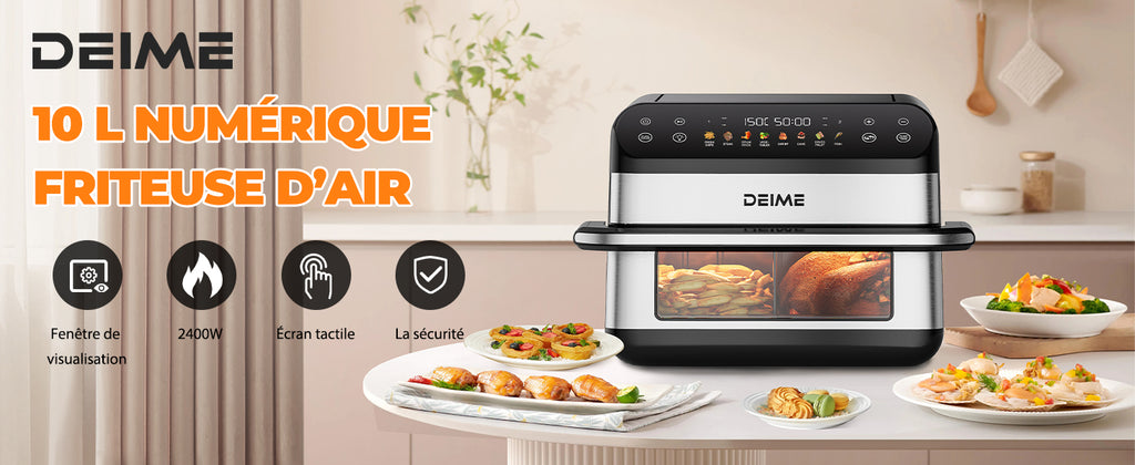 Airfryer 10 L 2400 W Double Bac Avec Fenêtre De Cuisson – Inox