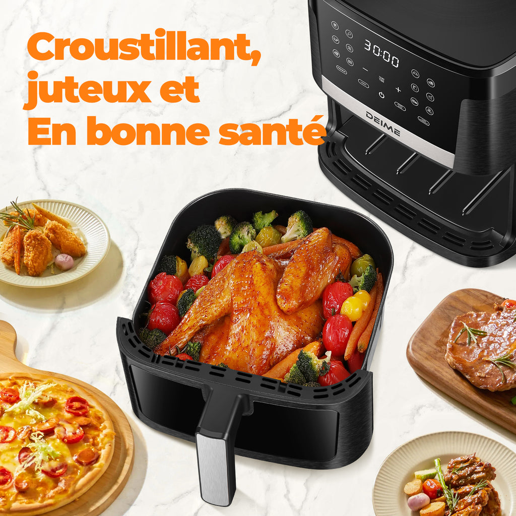 Airfryer 7 L 1800 W 12 Programmes Avec Vitre De Cuisson – Noir Métallisé