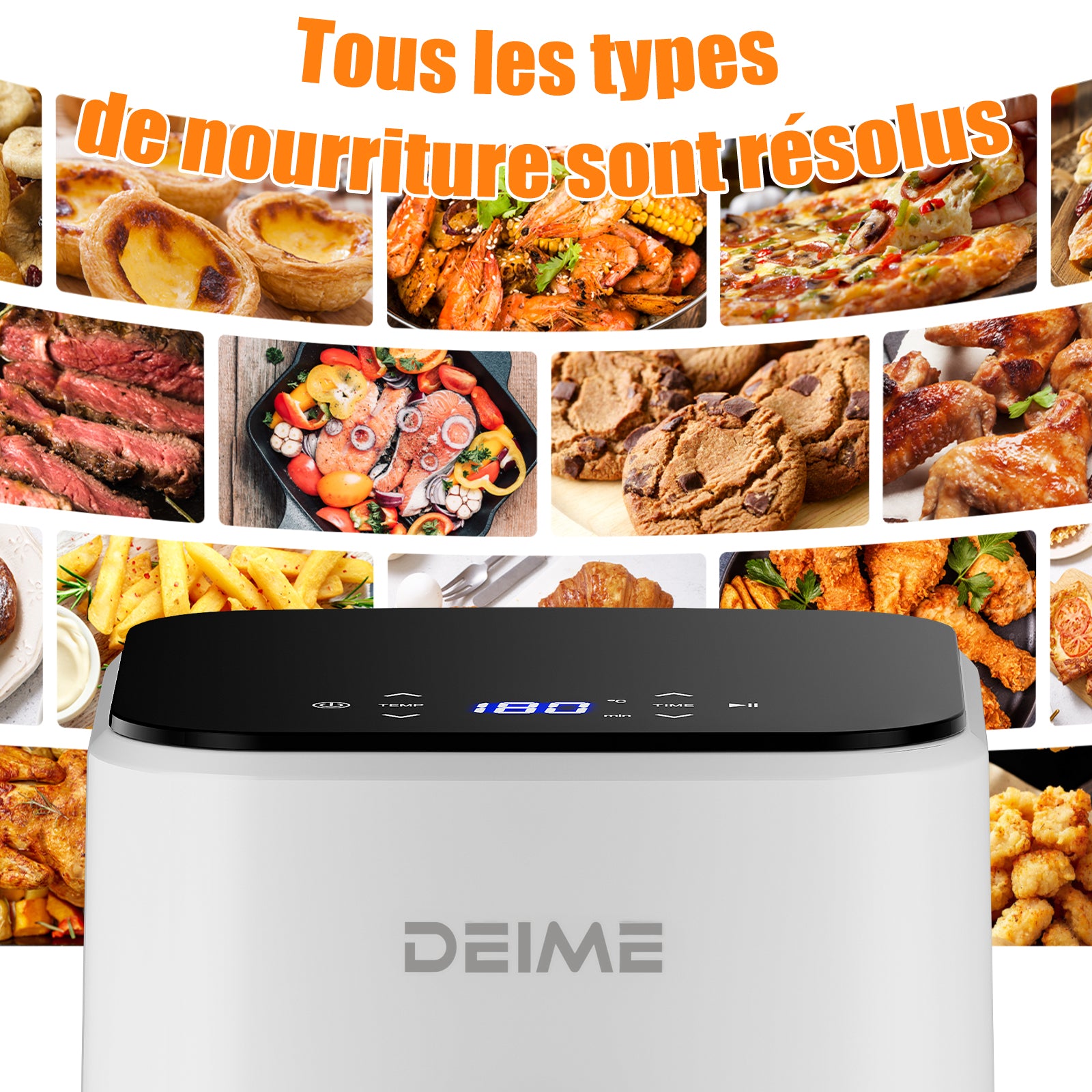 Airfryer 2,5 L 1000 W Écran Tactile Cuisson 360° – Blanc
