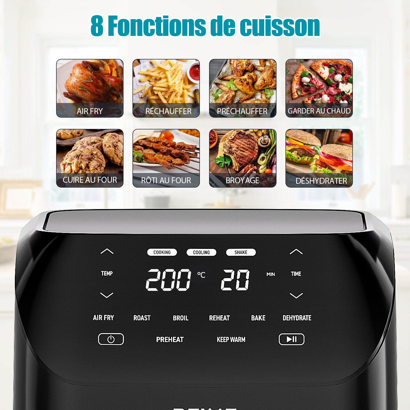 Deime 3 L 1300 W Écran Tactile – Noir