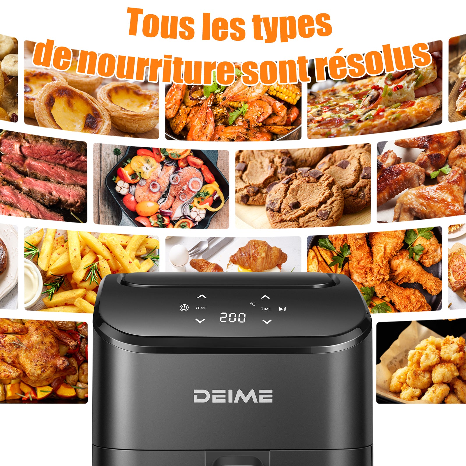 Airfryer 2,5 L 1000 W Écran Tactile Cuisson 360° – Noir