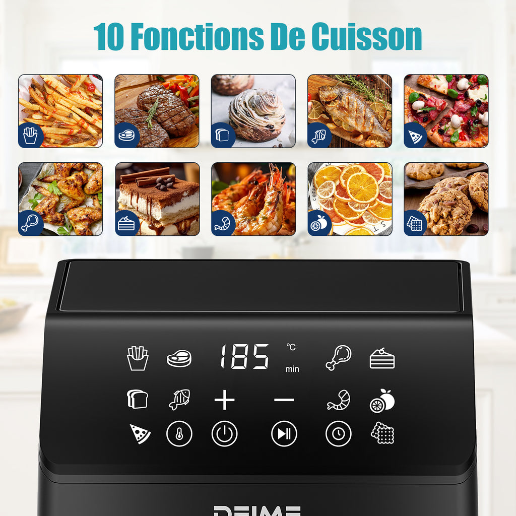 Airfryer 6 L 1700 W 12 Programmes Écran Digital – Noir