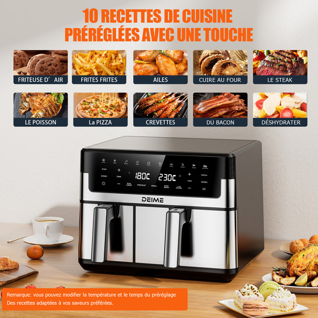 Airfryer 10 L 2800 W 10 Programmes Avec Fenêtre De Cuisson – Inox