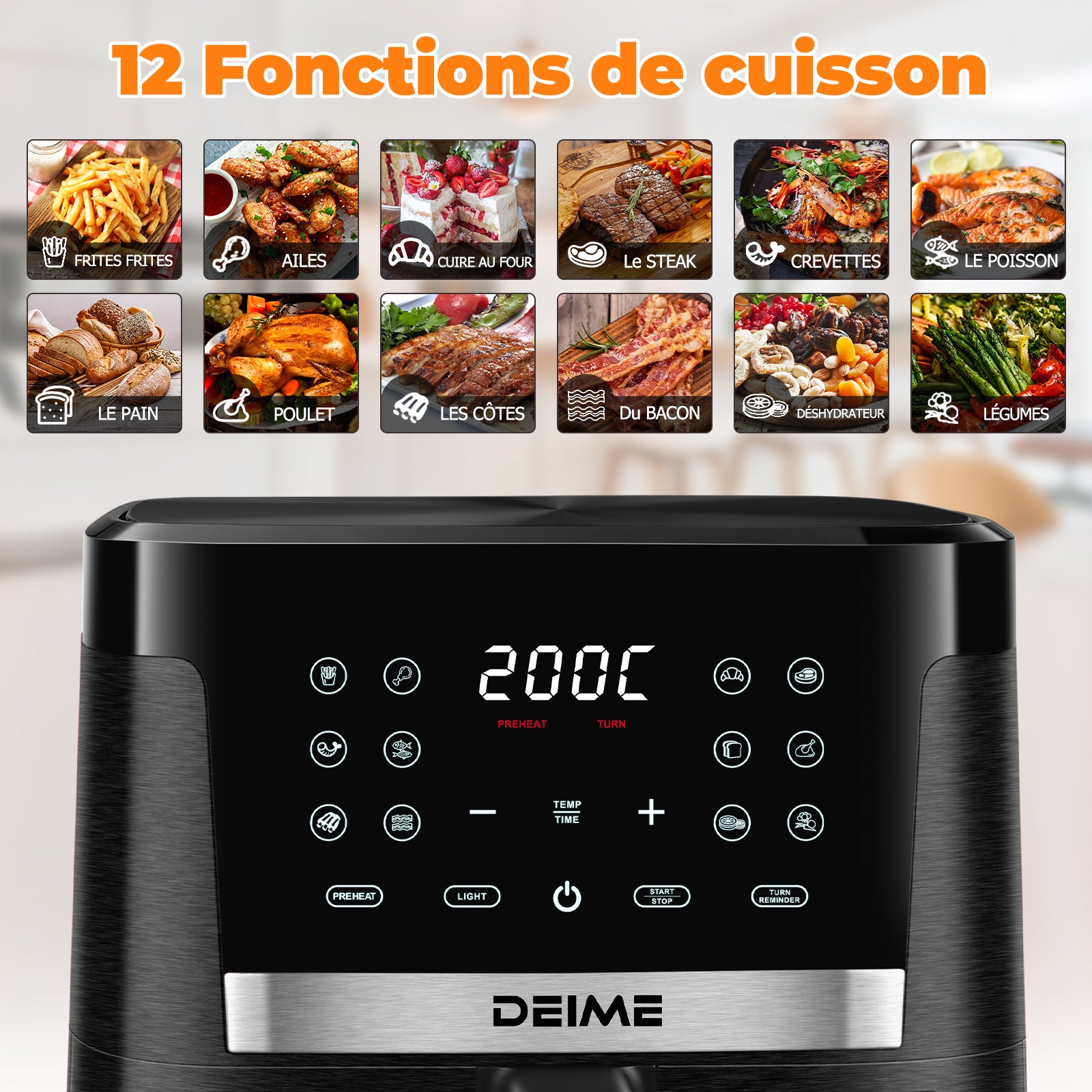 Airfryer 7 L 1800 W 12 Programmes Avec Vitre De Cuisson – Noir Métallisé
