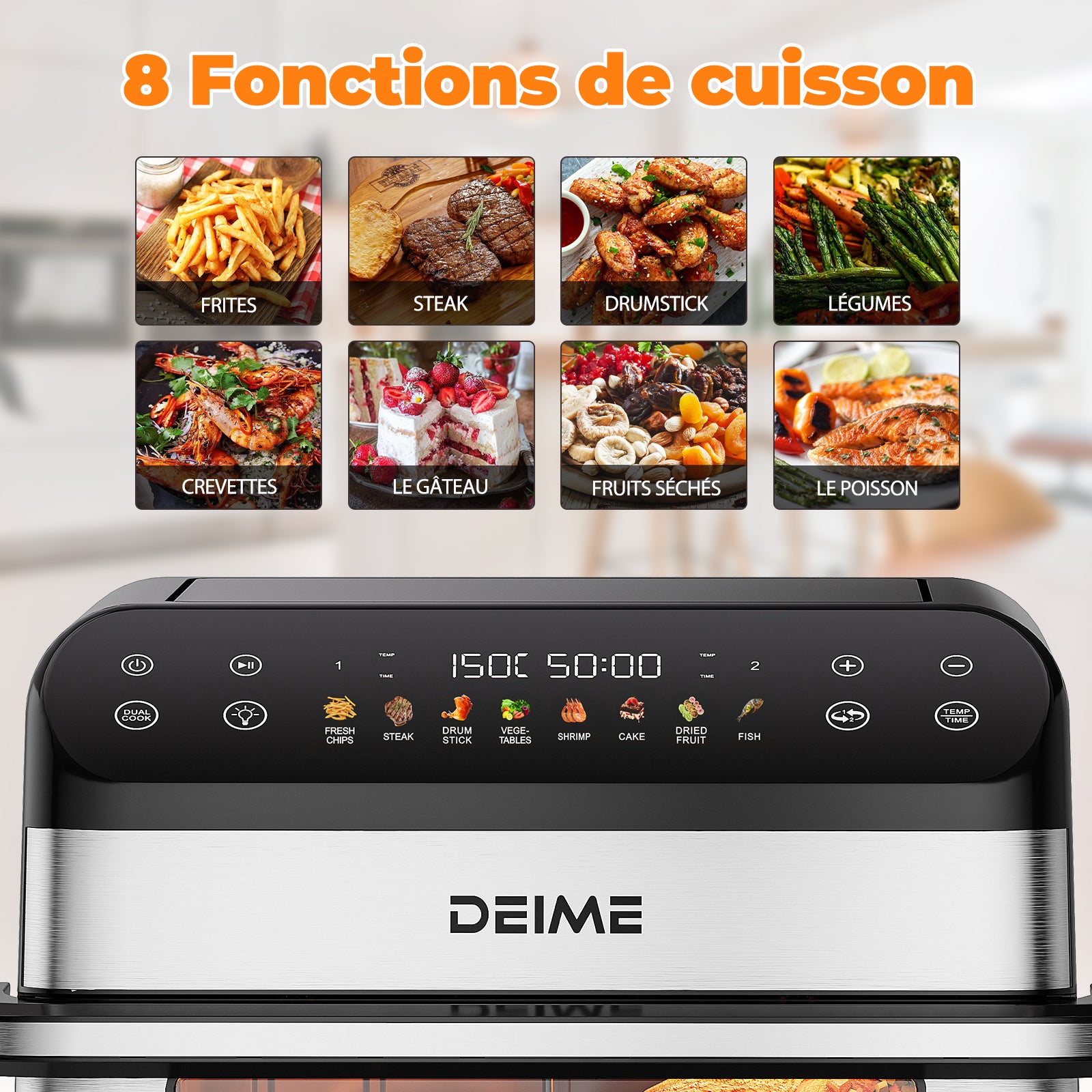 Airfryer 10 L 2400 W Double Bac Avec Fenêtre De Cuisson – Inox