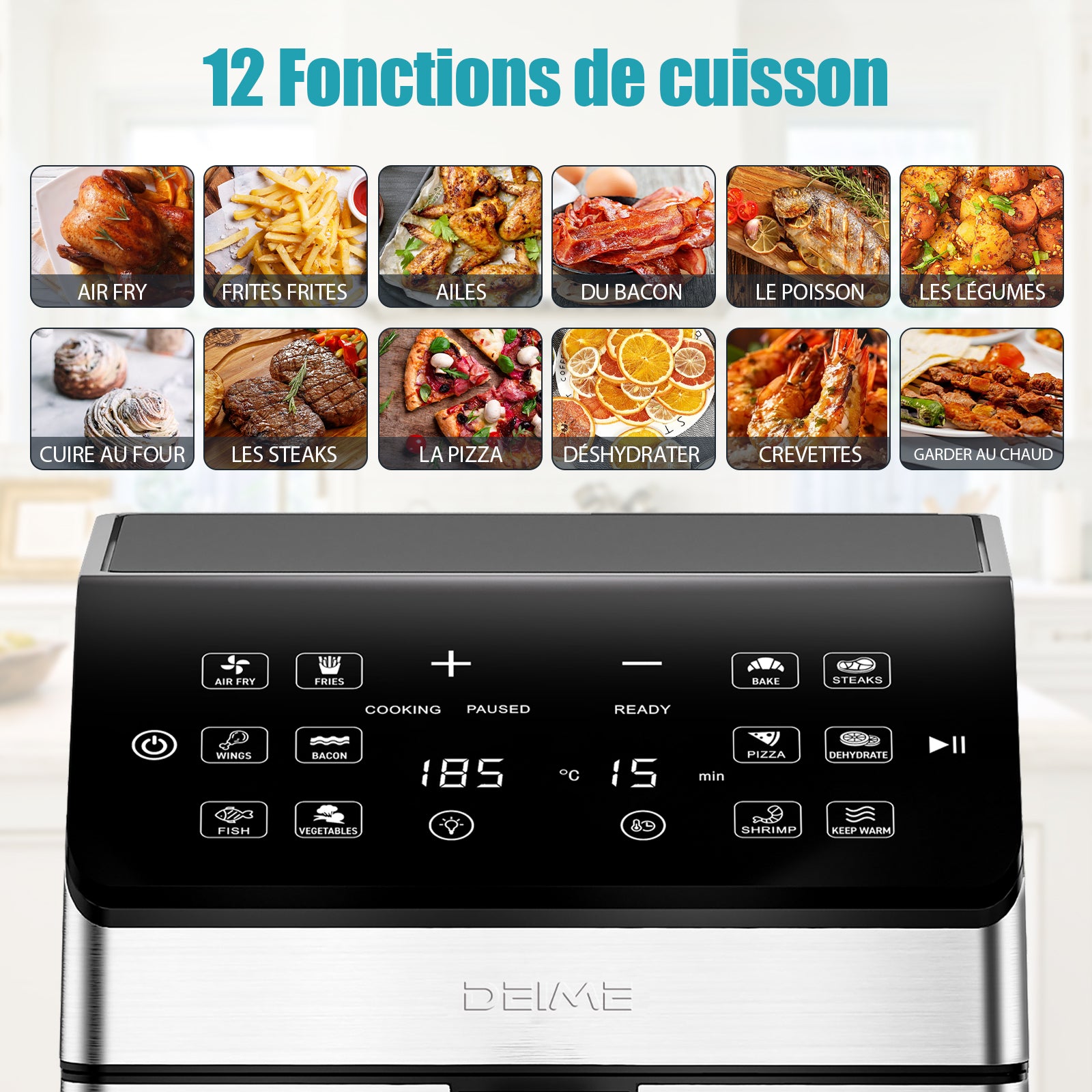 Airfryer 6 L 1700 W 12 Programmes Écran Digital