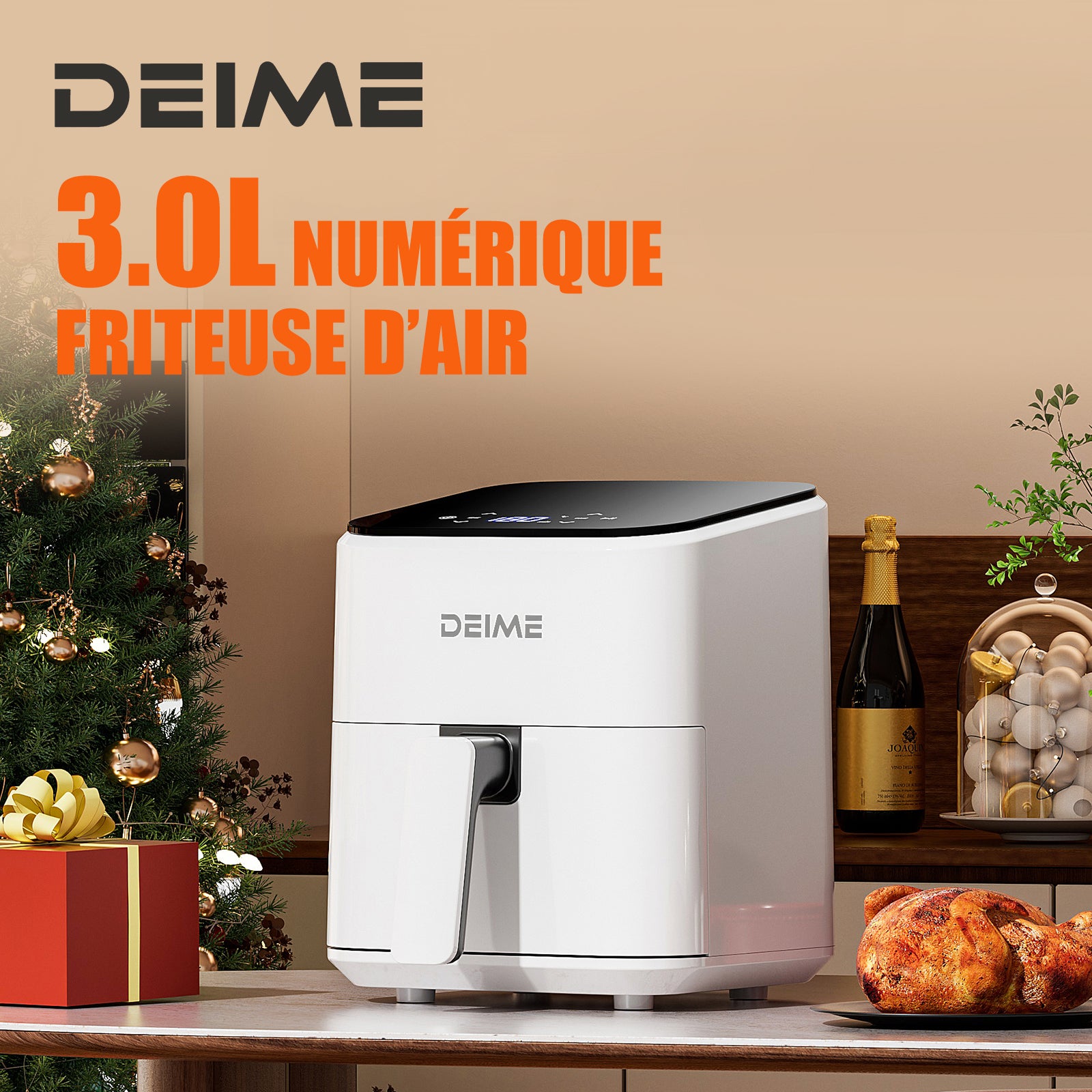Airfryer 2,5 L 1000 W Écran Tactile Cuisson 360° – Blanc