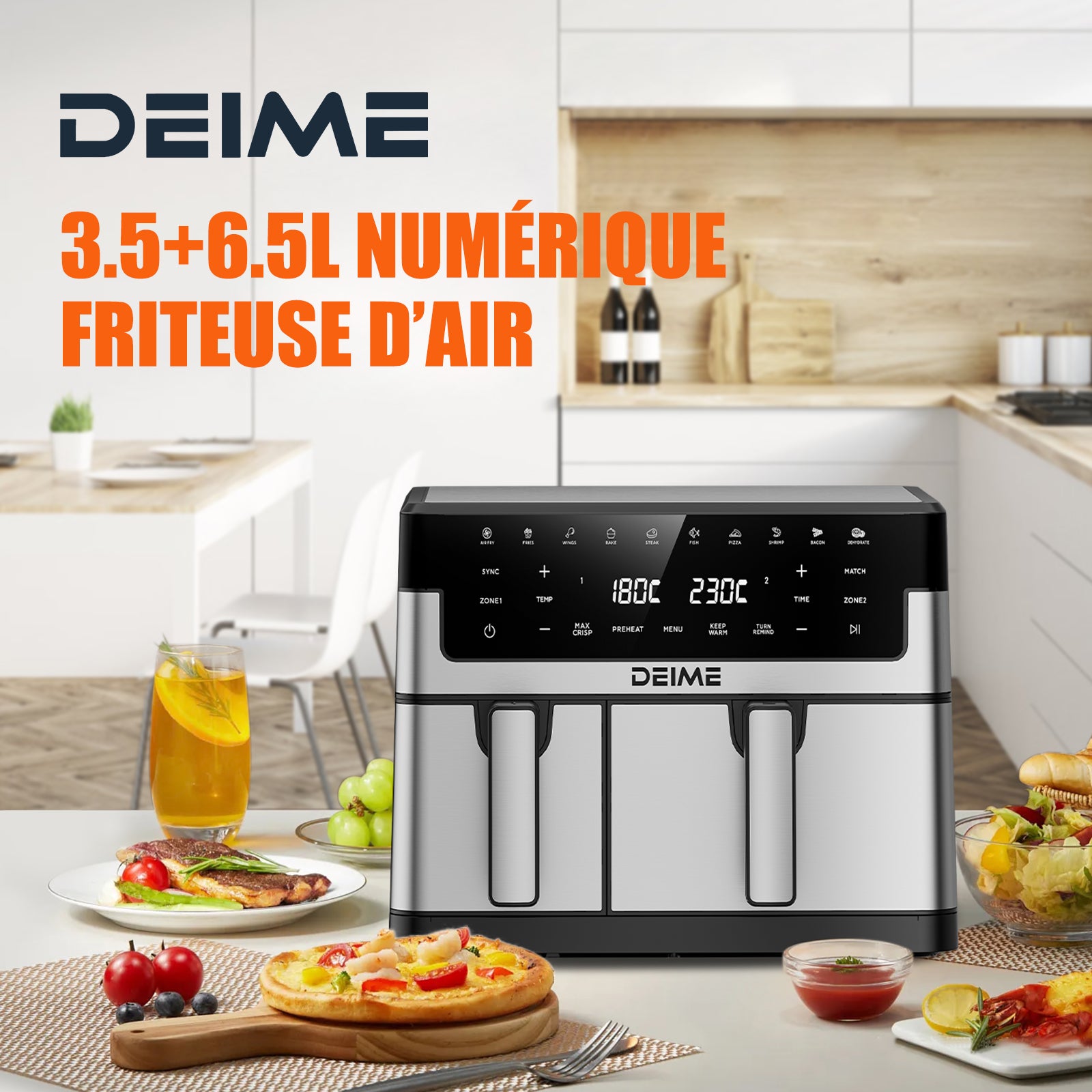 Airfryer 10 L 2800 W 10 Programmes Avec Fenêtre De Cuisson – Inox