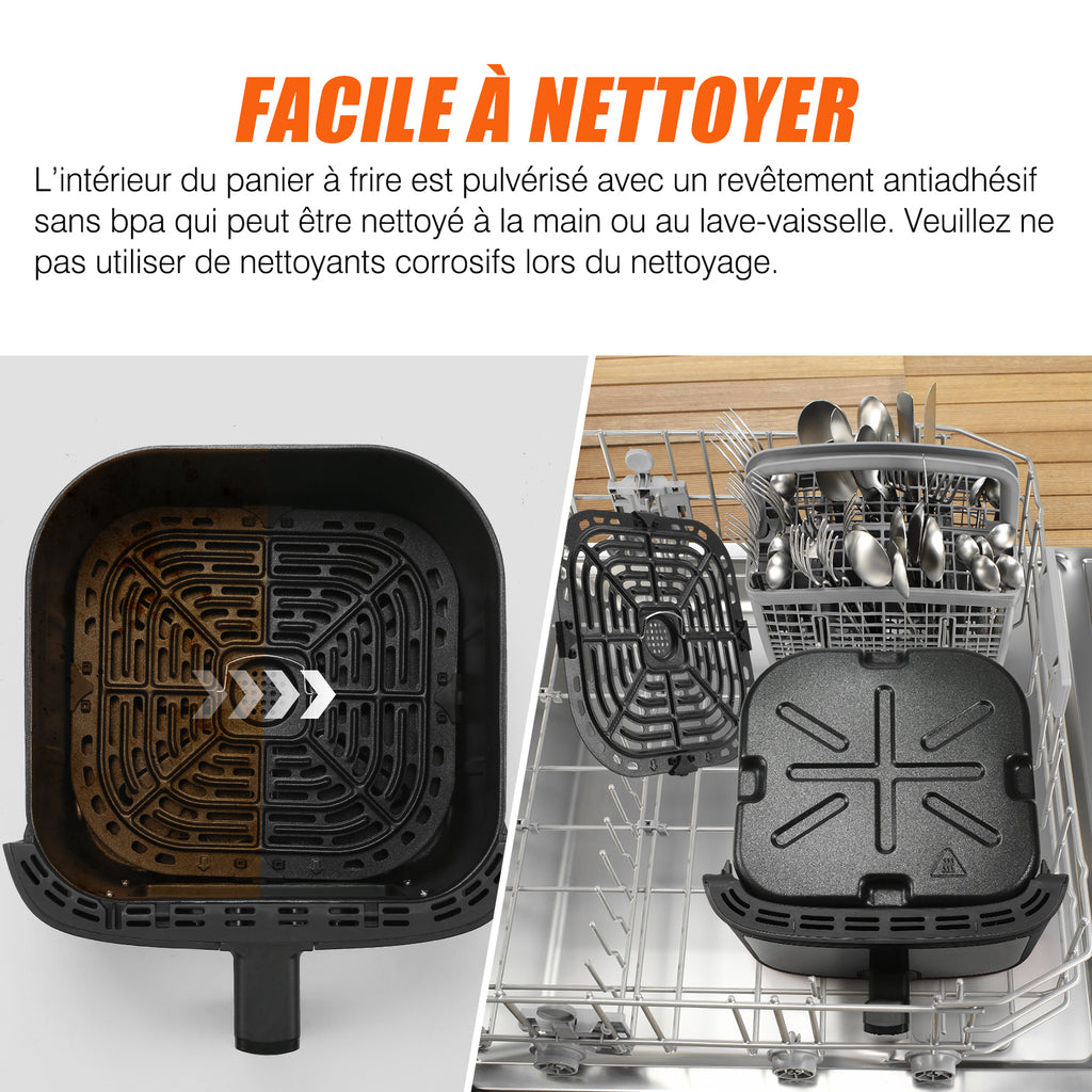 Airfryer 7 L 1800 W 12 Programmes Avec Vitre De Cuisson – Noir Métallisé