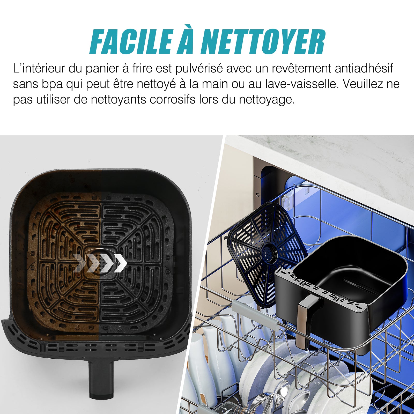 Airfryer 6 L 1700 W 12 Programmes Écran Digital – Noir