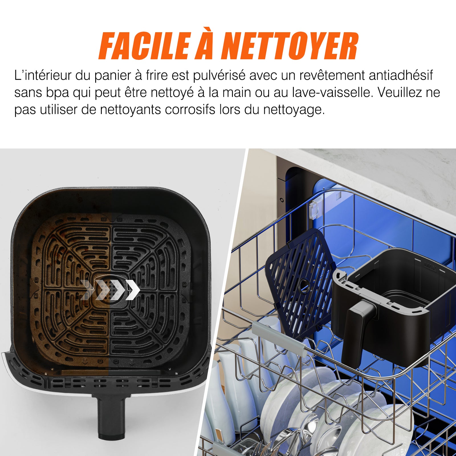 Airfryer 2,5 L 1000 W Écran Tactile Cuisson 360° – Noir