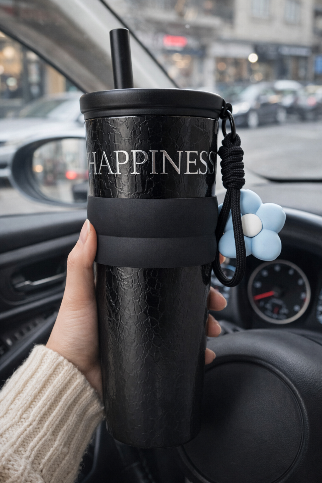 Gourde Isotherme Happiness – Noir Mat Effet Premium