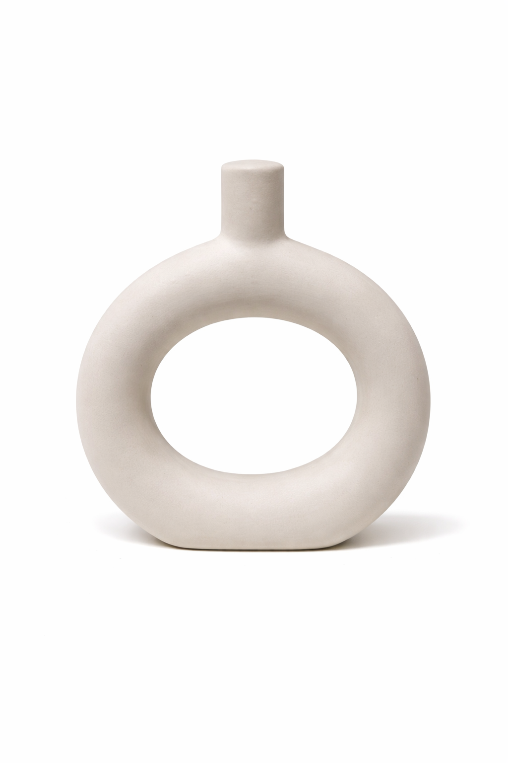 Vase Anneau Minimal en Céramique Beige