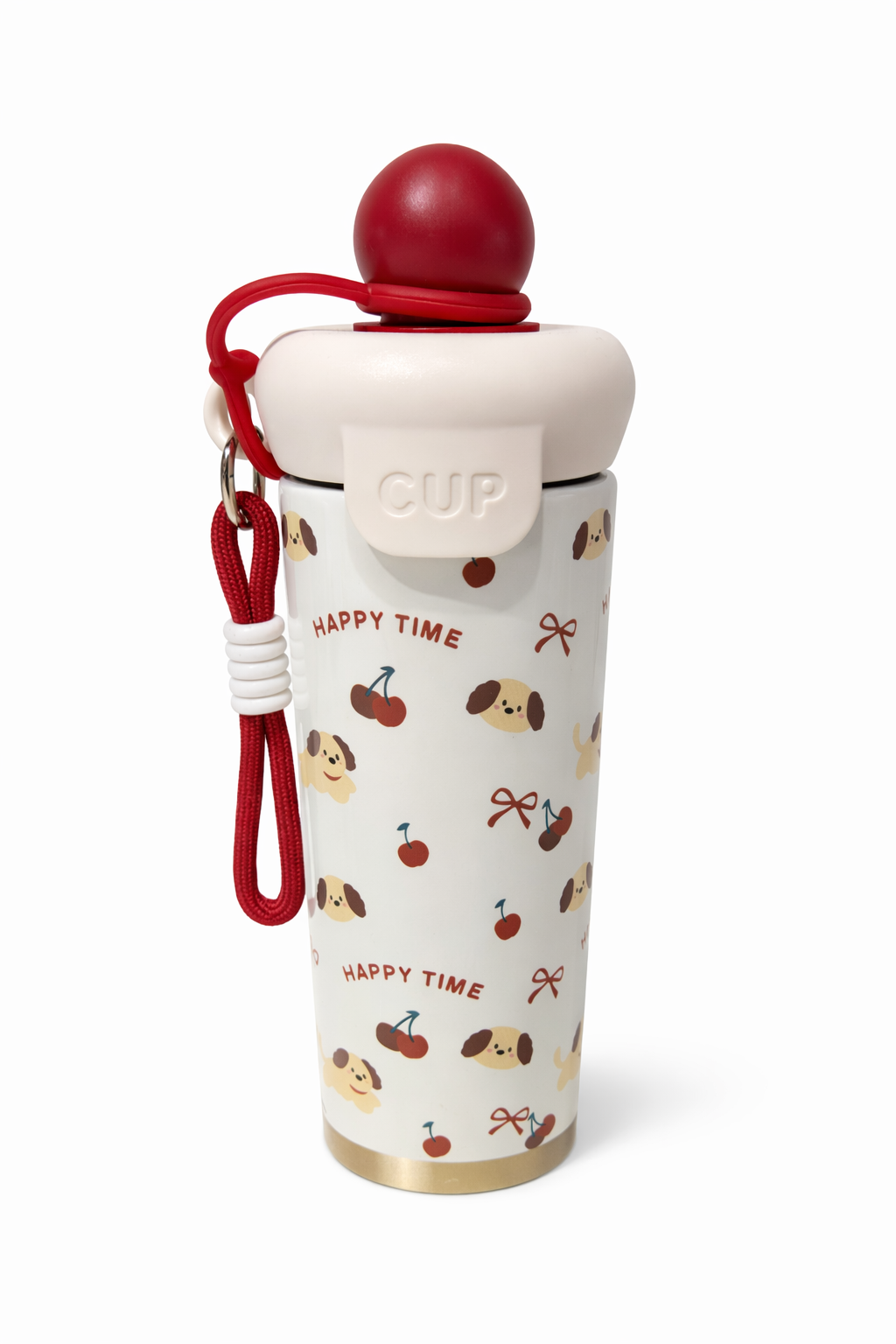 Gourde Enfant Happy Time – Design Cerises & Chiens