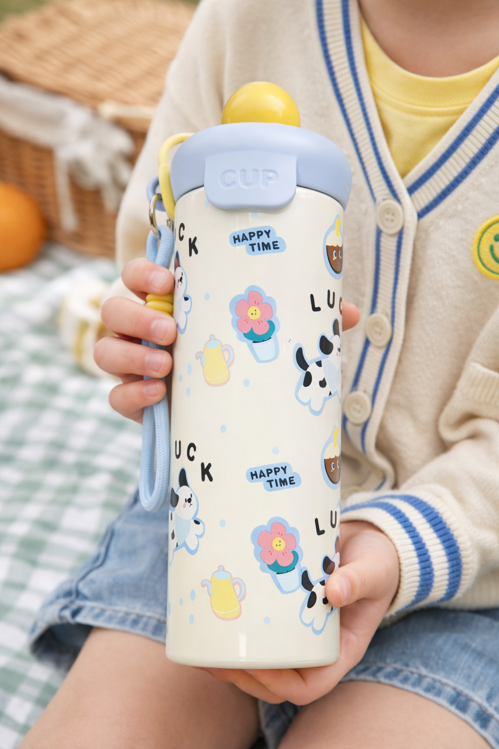 Gourde Enfant Happy Time – Motifs Ludiques avec Dragonne