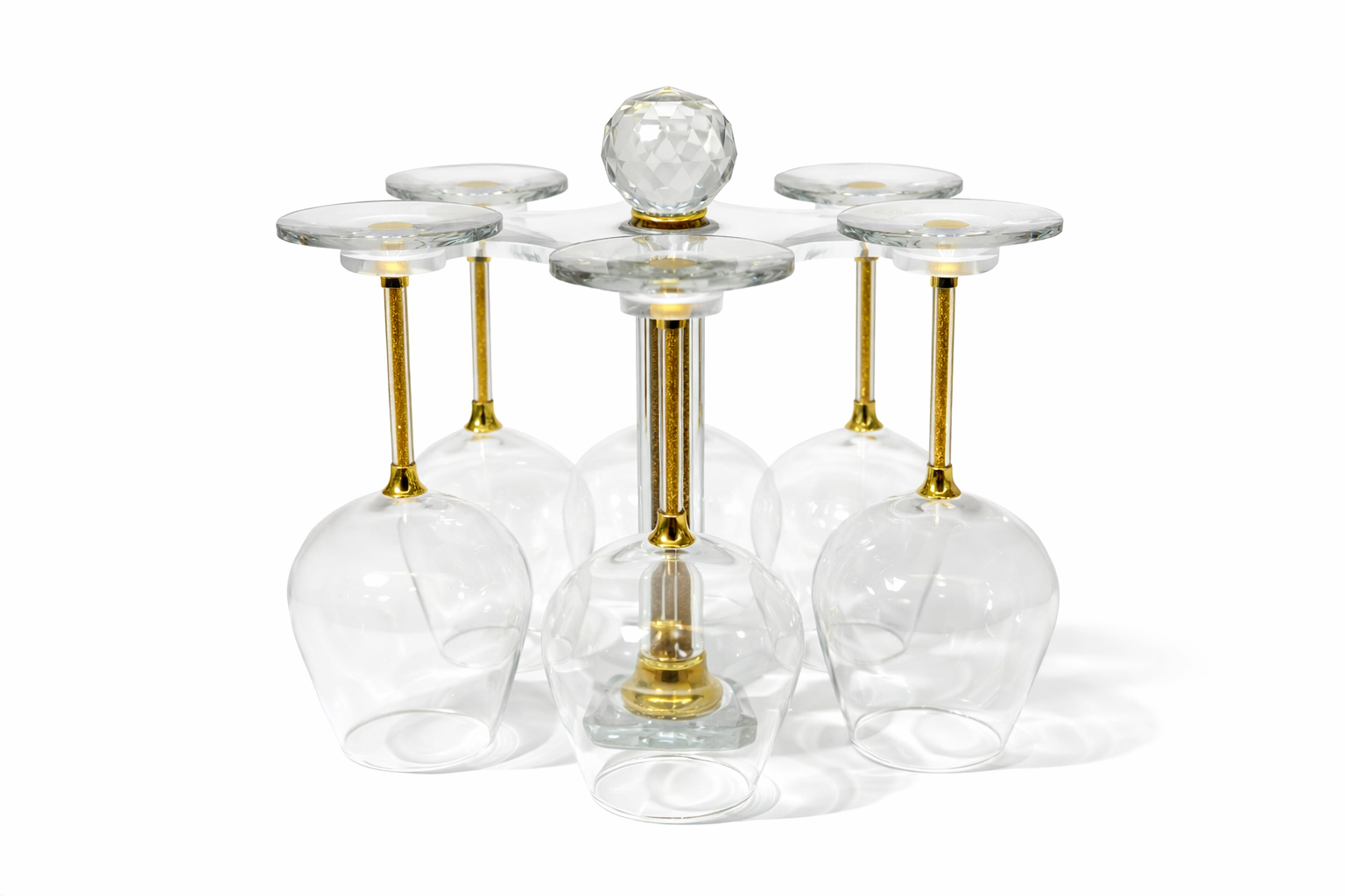 Service en Verre & Or – 6 Verres + Carafe avec Support Élégant