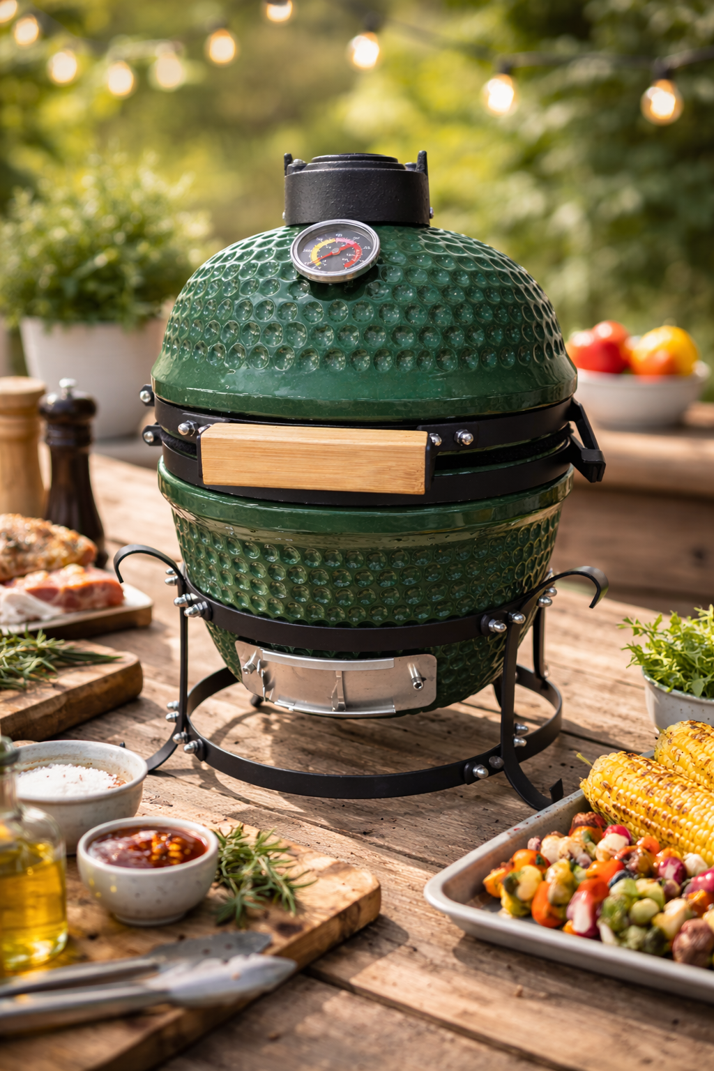 Barbecue Kamado en Céramique Vert – BBQ Charbon Haute Performance